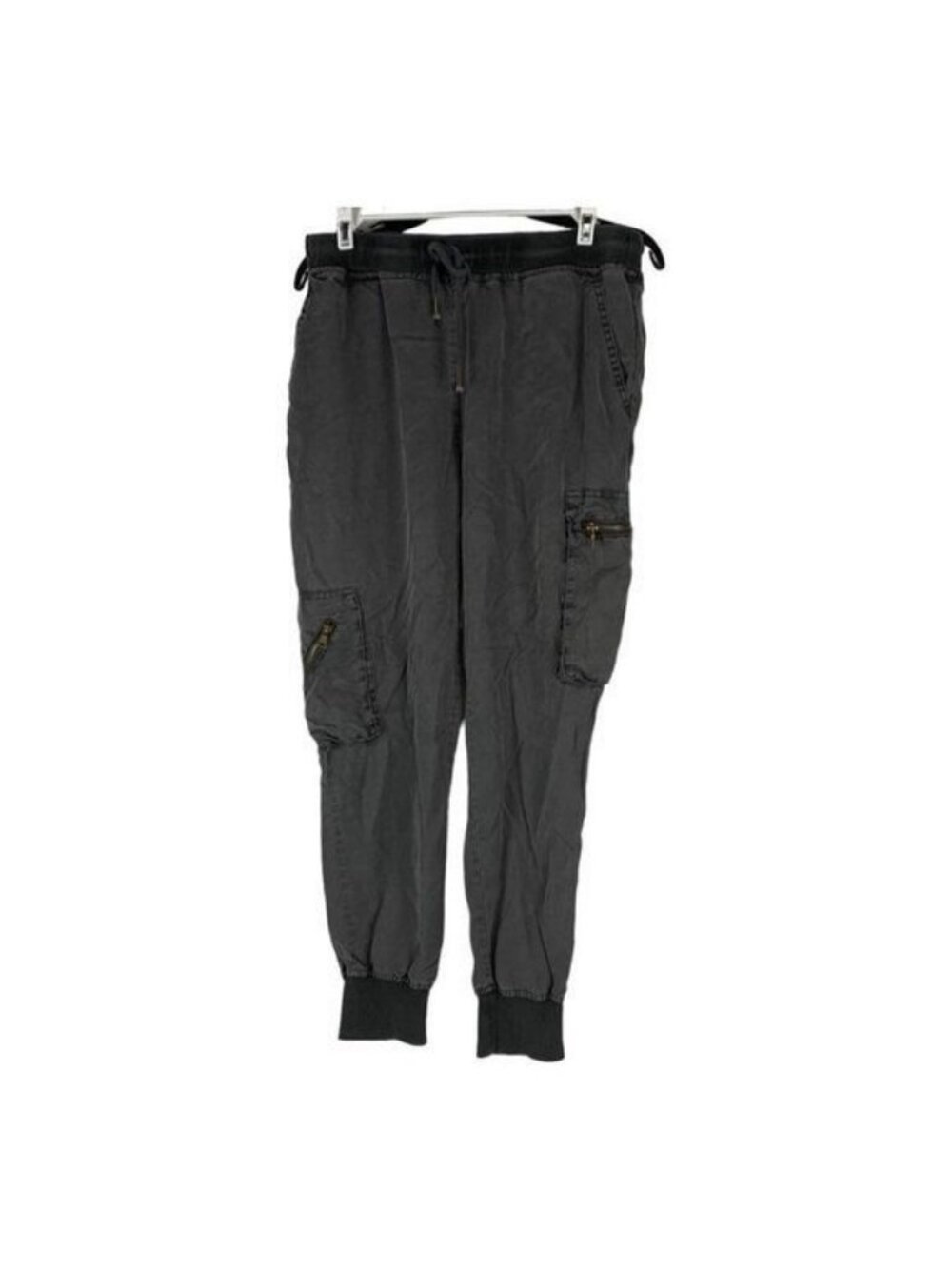 Young Fabulous & Broke Womens Gray Jogger Pants Size S Cargo Style Ribbed Cuffs